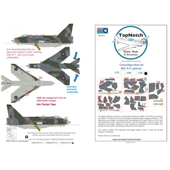 TopNotch 48-M173 1/48 BAC E.E. Lightning Camo Masks