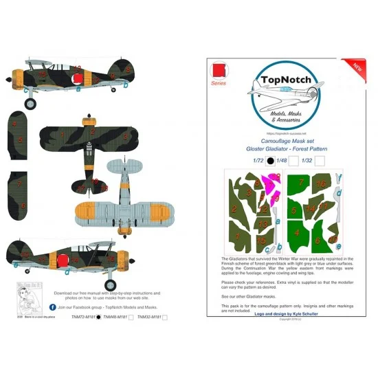TopNotch 48-M181 1/48 Gloster Forest (Finnish) pattern Camo Masks