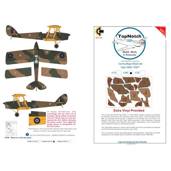 TopNotch 72-M187 1/72 Tiger Moth RAF Camo Masks