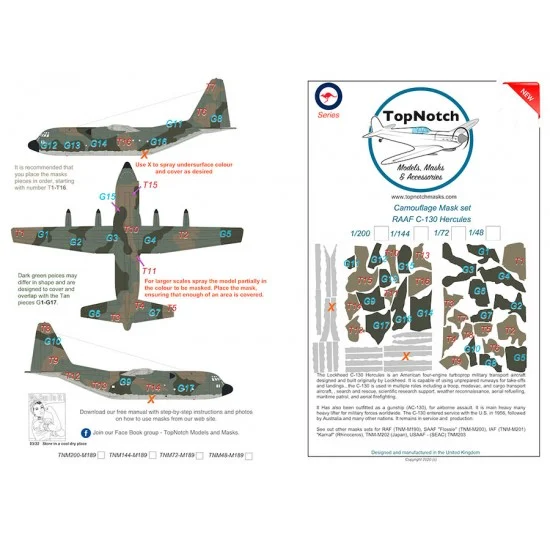 TopNotch 48-M189 1/48 RAAF C-130 Hercules Camo Masks