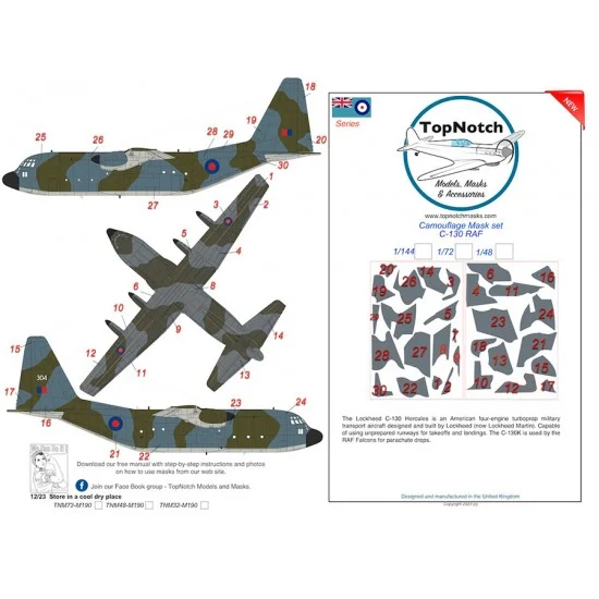 TopNotch 48-M190 1/48 RAF C-130 Hercules - Reserved Camo Masks