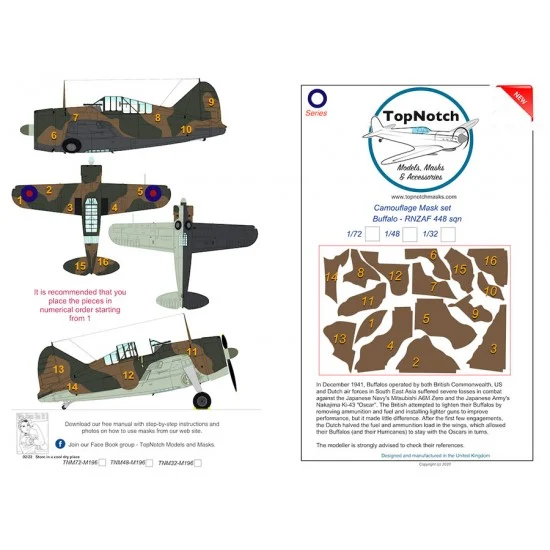 TopNotch 48-M196 1/48 Buffalo - RNZAF 448 sqn Camo Masks