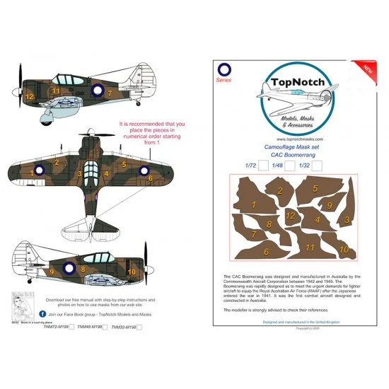 TopNotch 48-M198 1/48 CAC Boomerrang Camo Masks