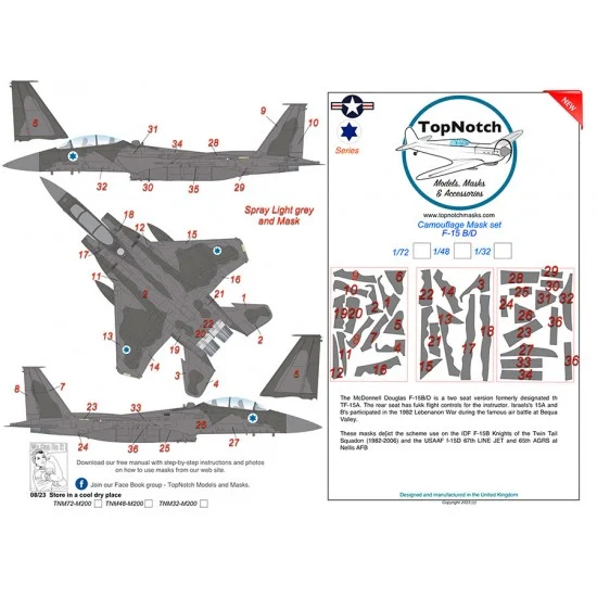 TopNotch 48-M200 1/48 F-15B/D McDonnell Douglas Camo Masks
