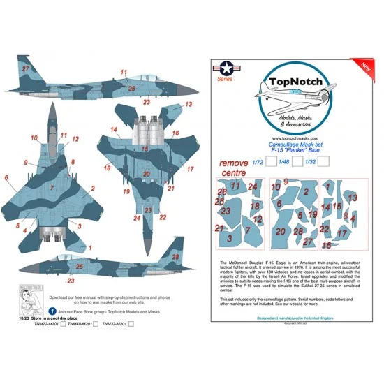 TopNotch 48-M201 1/48 F-15C Blue "Flanker" Camo Masks