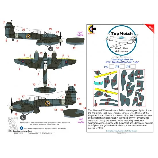 TopNotch 48-M221 1/48 Westland Whirlwind "Late" Camo Masks