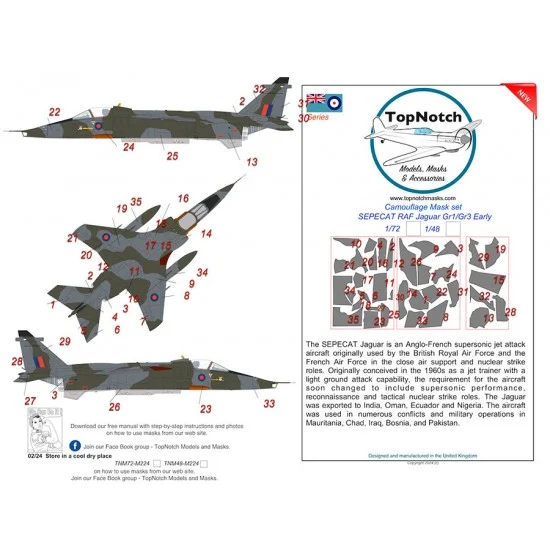 TopNotch 48-M224 1/48 SEPECAT RAF Jaguar Gr1/Gr3 Early Camouflage Mask