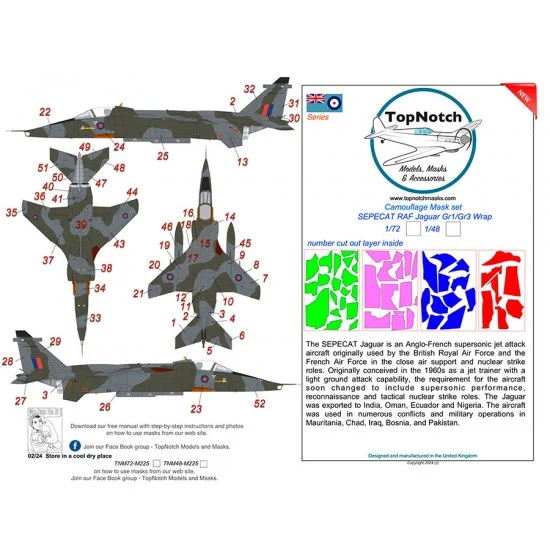 TopNotch 48-M225 1/48 SEPECAT RAF Jaguar Gr1/Gr3 Wrap Camouflage Mask