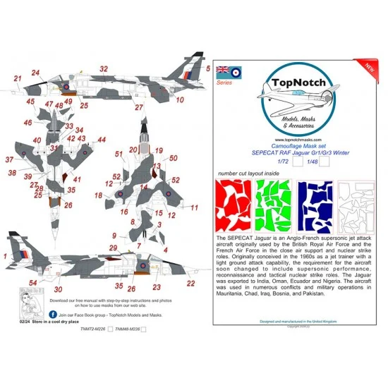 TopNotch 48-M226 1/48 SEPECAT RAF Jaguar Gr1/Gr3 Winter Camouflage Mask