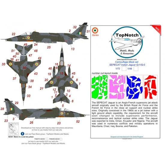 TopNotch 48-M230 1/48 SEPECAT Indian Jaguar Gr1/Gr3 Camouflage Mask