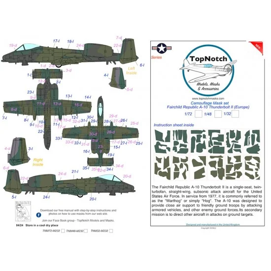 TopNotch 32-M232 1/32 Fairchild Republic A-10 Thunderbolt II Europe I Camouflage Mask