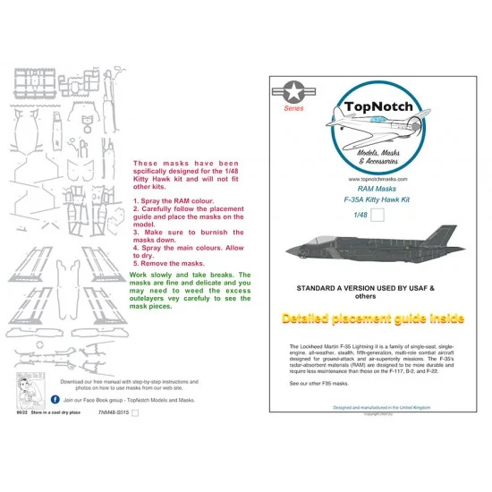 TopNotch 48-S015 1/48 RAM Masks - F-35A for Kittyhawk kit [Special Edition]