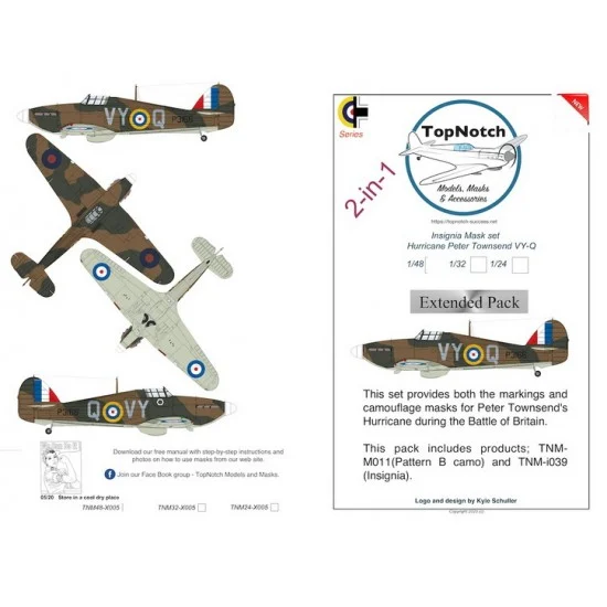 TopNotch 24-X005 1/24 Hurricane Peter Townsend - VY-Q Markings and Camouflage Masks