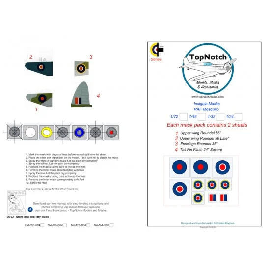 TopNotch 72-i004 1/72 Mosquito Insignia Masks