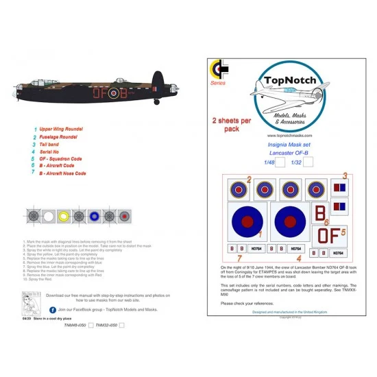 TopNotch 72-i050 1/72 Lancaster "OF-B" Insignia Masks