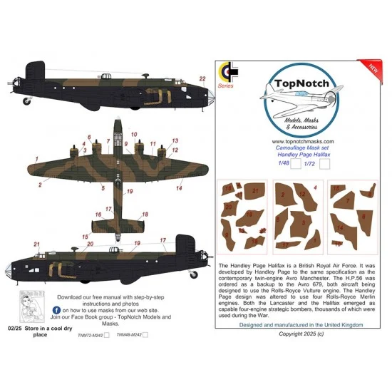 TopNotch 48-M242 1/48 Handley Page Halifax MKIII Camo Masks