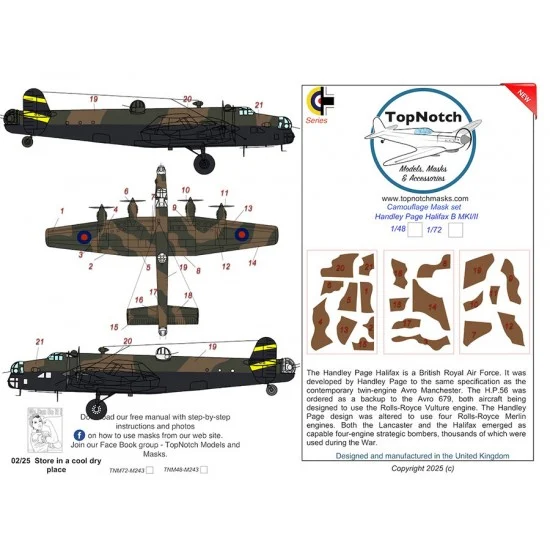 TopNotch 48-M243 1/48 Handley Page Halifax B MKI/II Camo Masks