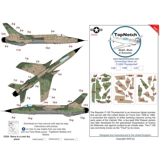 TopNotch 72-M238 1/72 F-105D Thunderchief Camo Masks