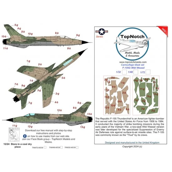 TopNotch 72-M239 1/72 F-105G Wild Weasel Camo Masks