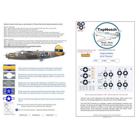 TopNotch 72-i051 1/72 B-24 Ronnie Insignia Masks