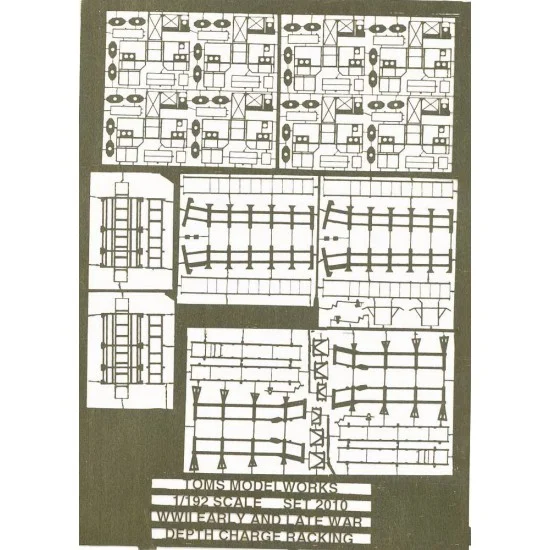 Toms Modelworks 2010 1/192 WWII US Destroyer Depth Charge Racks (1 Photo-Etched Sheet)