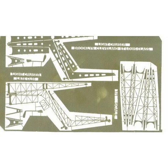 Toms Modelworks 2021 1/192 US Light Cruiser CL-55 Cleveland Cranes and Booms (1 Photo-Etched Sheet)