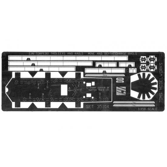 Toms Modelworks 35104 1/350 Fubuki class Torpedo Trolley Reload Tracks for Fine Molds - Model Ships & Boats