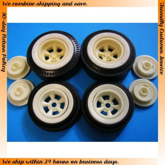 The Parts Box 1006 1/25 Tyre, Wheel and Back Pack (White Wall Rear Slick) - Model Cars