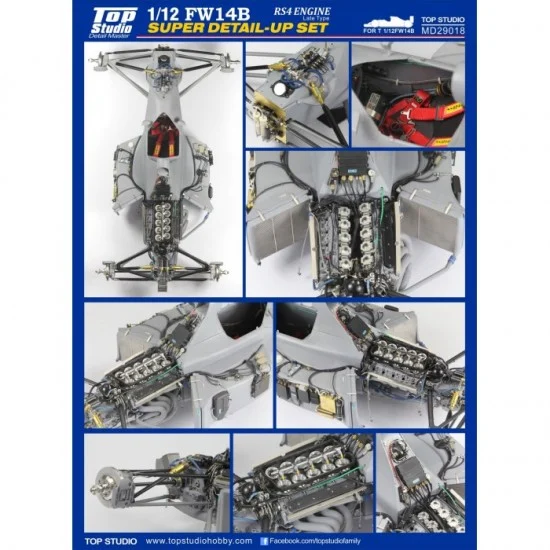 Top Studio MD29018 1/12 FW-14B Engine RS4 (Late Type) Super Detail-Up Set for Tamiya kits