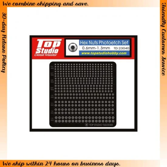 Top Studio TD23040 Hex Nuts Photoetch Set (0.6mm-1.3mm)