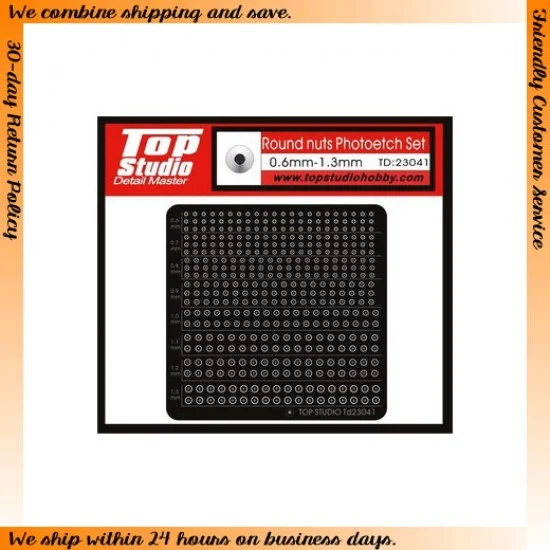 Top Studio TD23041 Round Nuts Photoetch Set (0.6mm - 1.3mm)