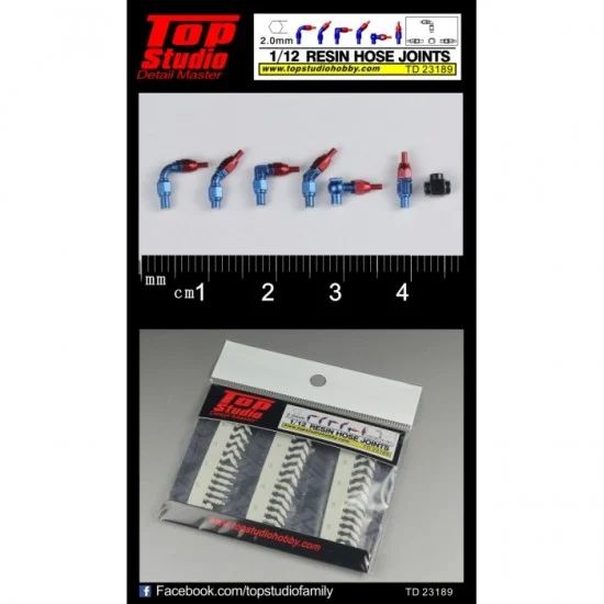 Top Studio TD23189 1/12 Hose Joints (2.0mm, resin) - Model Cars