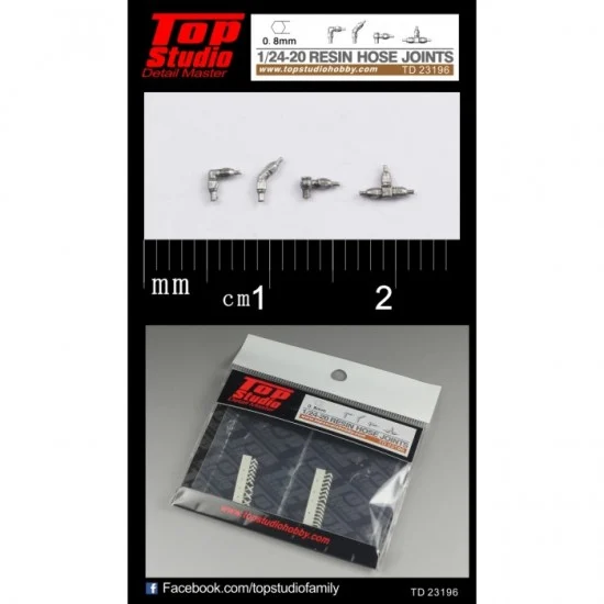 Top Studio TD23196 1/24, 1/20 Hose Joints (0.8mm, resin) - Model Cars