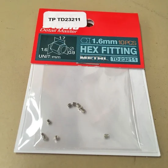 Top Studio TD23211 1.6mm Hex Fitting (10pcs) - Model Cars