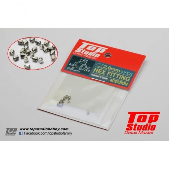 Top Studio TD23213 2.0mm Hex Fitting (10pcs) - Model Cars