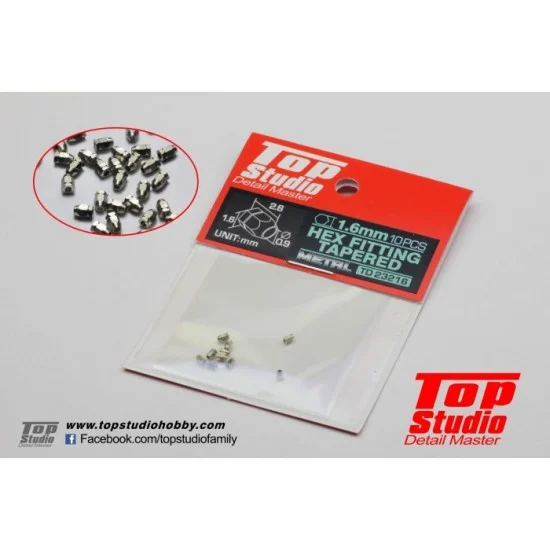 Top Studio TD23216 1.6mm Hex Fitting Tapered (10pcs) - Model Cars