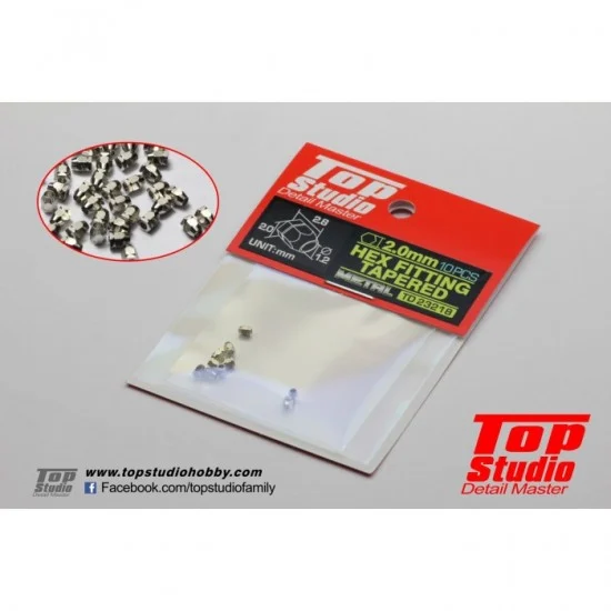 Top Studio TD23218 2.0mm Hex Fitting Tapered (10pcs) - Model Cars