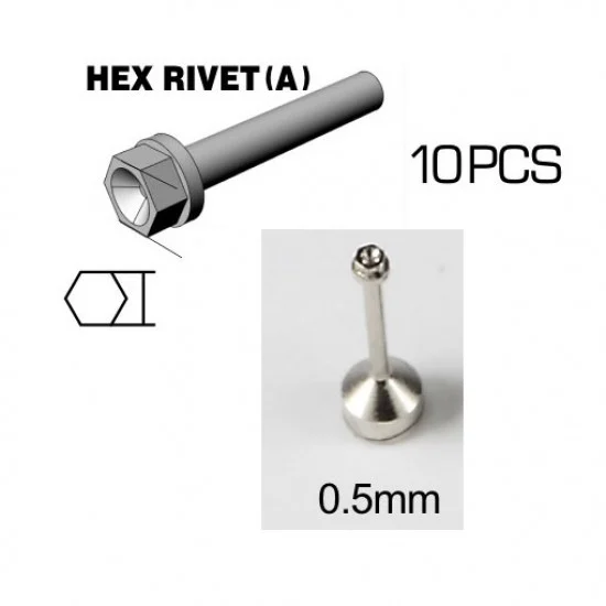 Top Studio TD23220 0.5mm Hex Rivet (A) Silvery - Hobby Tools & Supplies