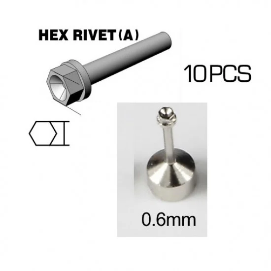 Top Studio TD23221 0.6mm Hex Rivet (A) Silvery - Hobby Tools & Supplies