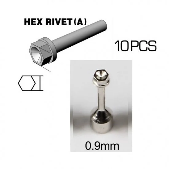 Top Studio TD23224 0.9mm Hex Rivet (A) Silvery - Hobby Tools & Supplies