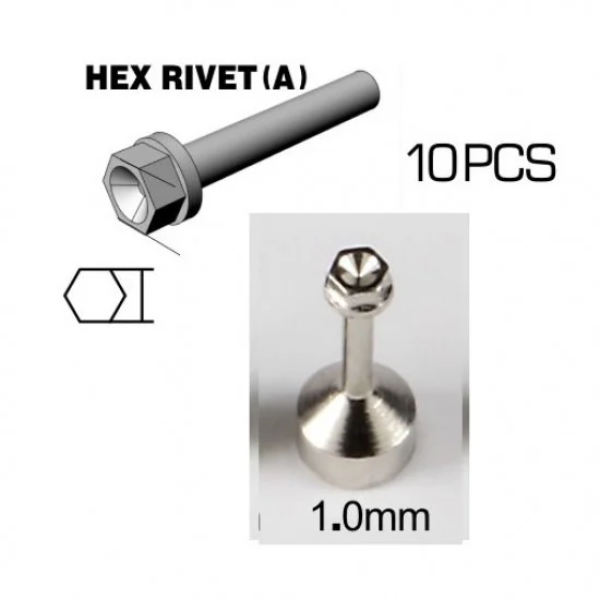 Top Studio TD23225 1.0mm Hex Rivet (A) Silvery - Hobby Tools & Supplies