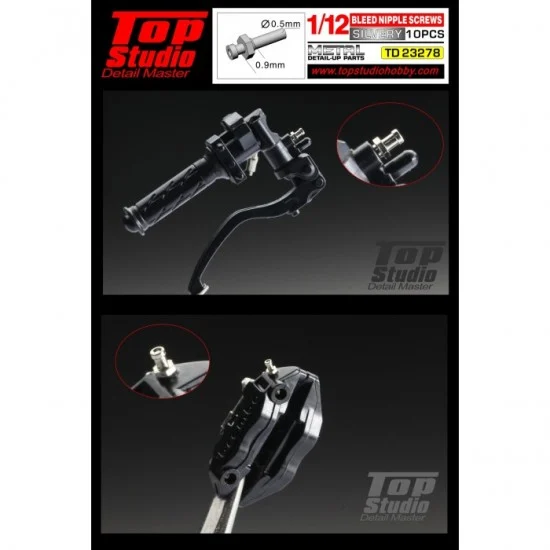 Top Studio TD23278 1/12 Bleed Nipple Screws (silvery, 10pcs) - Model Cars