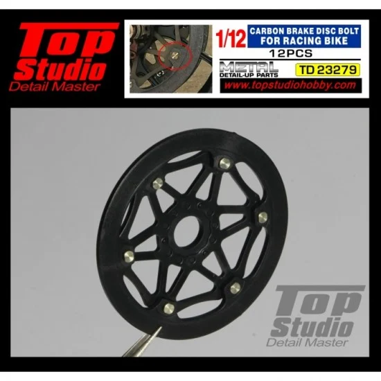 Top Studio TD23279 1/12 Carbon Brake Disc Bolt for Racing Bike (12pcs) - Model Cars