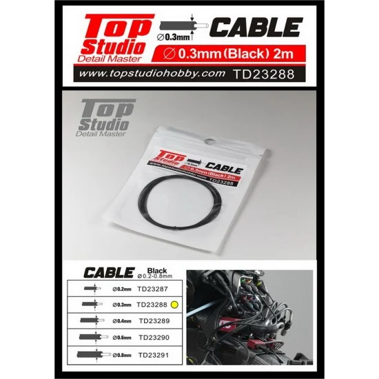 Top Studio TD23288 Black Cable (dia. 0.3mm, L: 2m) - Model Motorcycles