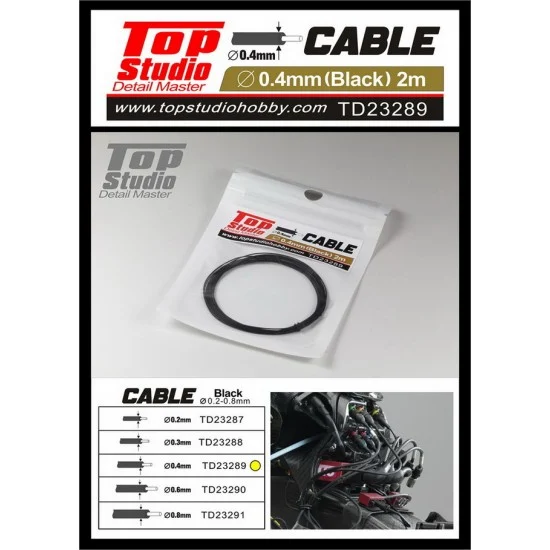 Top Studio TD23289 Black Cable (dia. 0.4mm, L: 2m) - Model Motorcycles