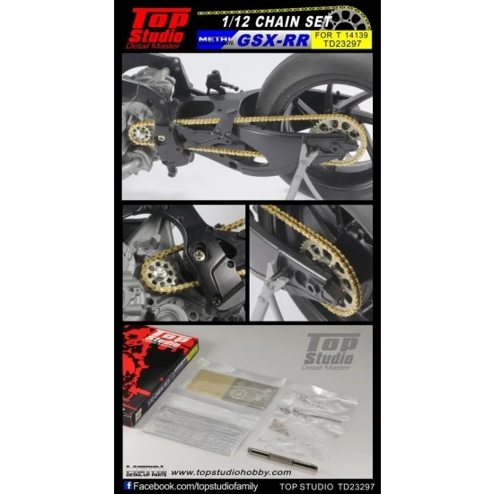Top Studio TD23297 1/12 Team Suzuki Ecstar GSX-RR'20 Chain set for Tamiya kit #14139