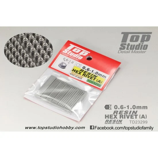 Top Studio TD23299 0.6mm-1.0mm Resin Hex Rivet #Type A