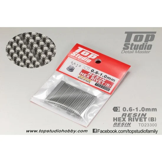 Top Studio TD23300 0.6mm-1.0mm Resin Hex Rivet #Type B