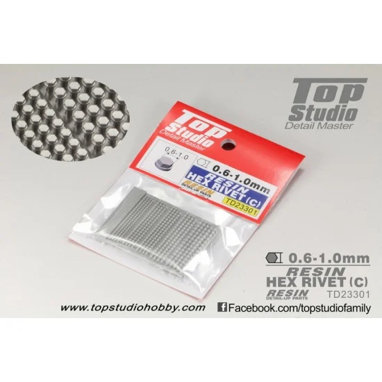 Top Studio TD23301 0.6mm-1.0mm Resin Hex Rivet #Type C