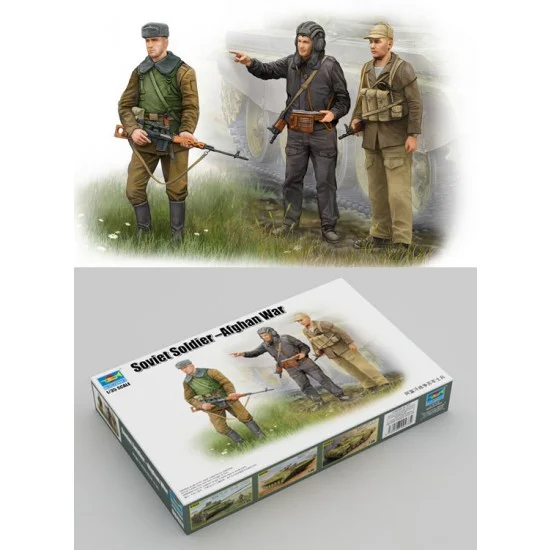 Trumpeter 00433 1/35 Afghan War Soviet Soldier (3 figures, 7 Rifles) - Model Figures